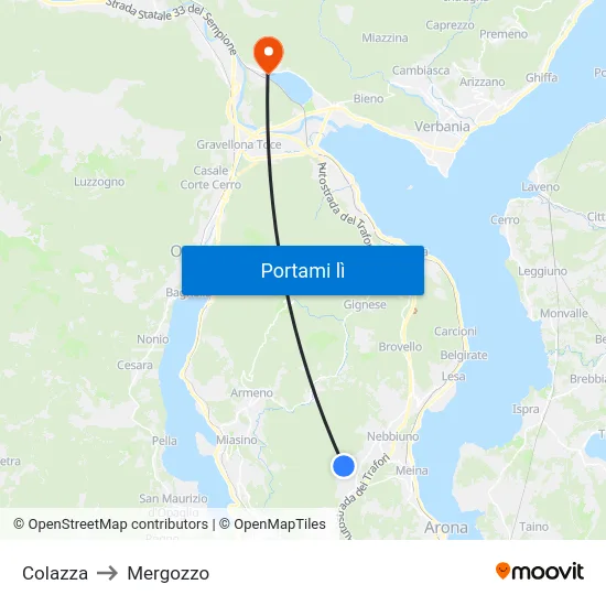 Colazza to Mergozzo map