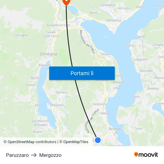 Paruzzaro to Mergozzo map