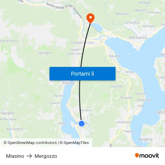 Miasino to Mergozzo map