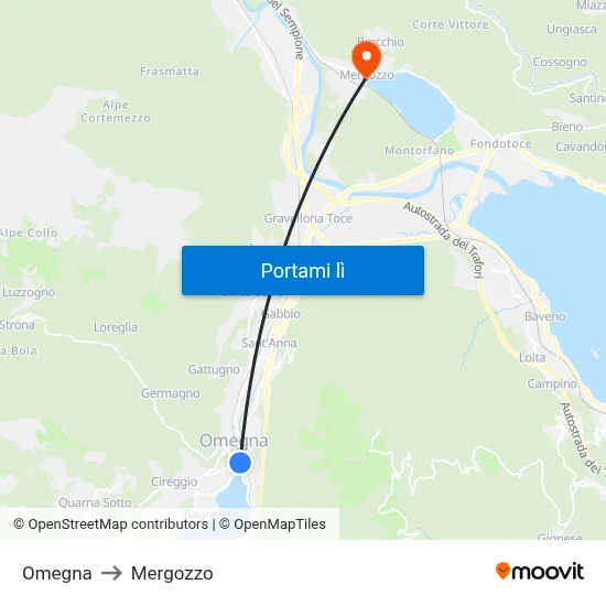 Omegna to Mergozzo map