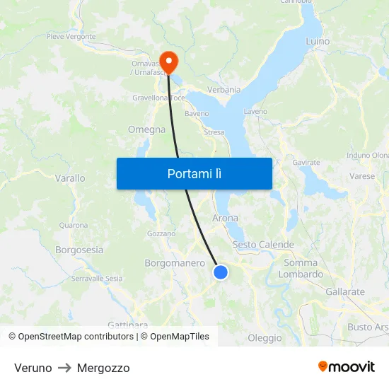 Veruno to Mergozzo map
