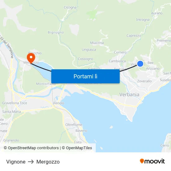 Vignone to Mergozzo map