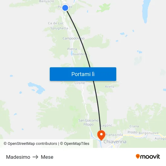Madesimo to Mese map