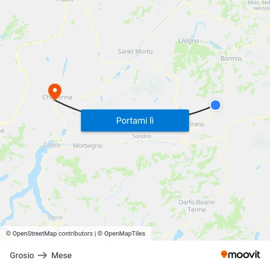 Grosio to Mese map