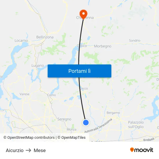 Aicurzio to Mese map