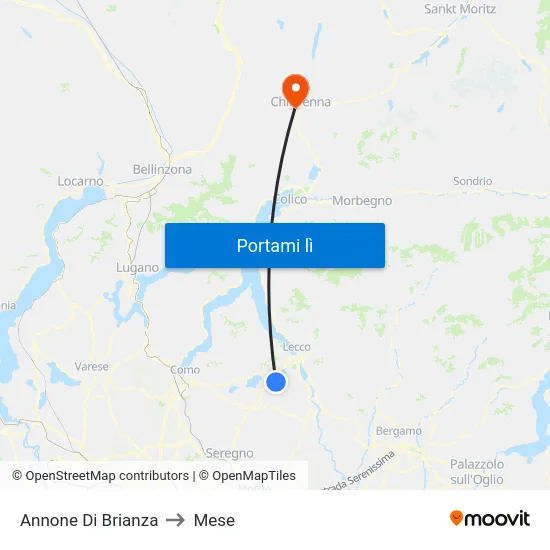 Annone Di Brianza to Mese map