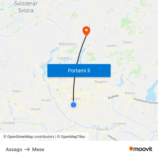 Assago to Mese map