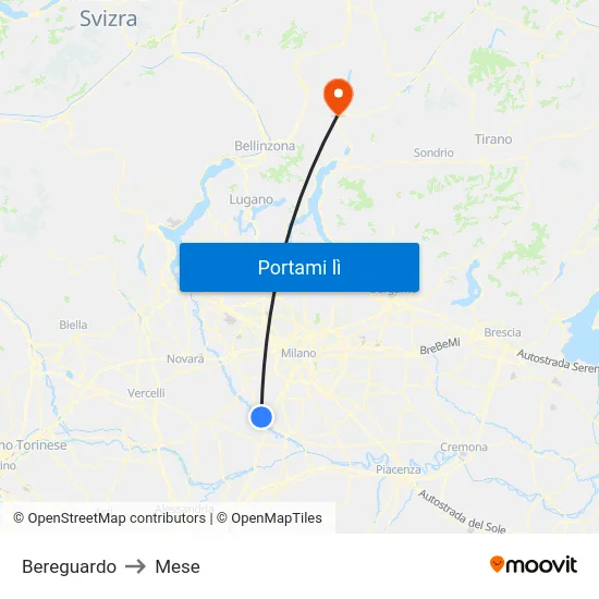 Bereguardo to Mese map