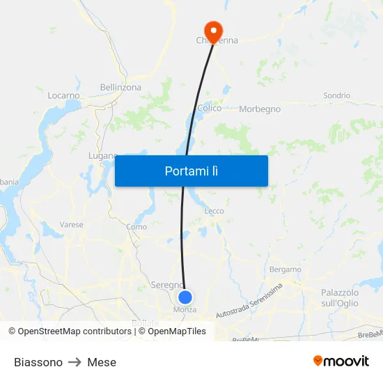 Biassono to Mese map