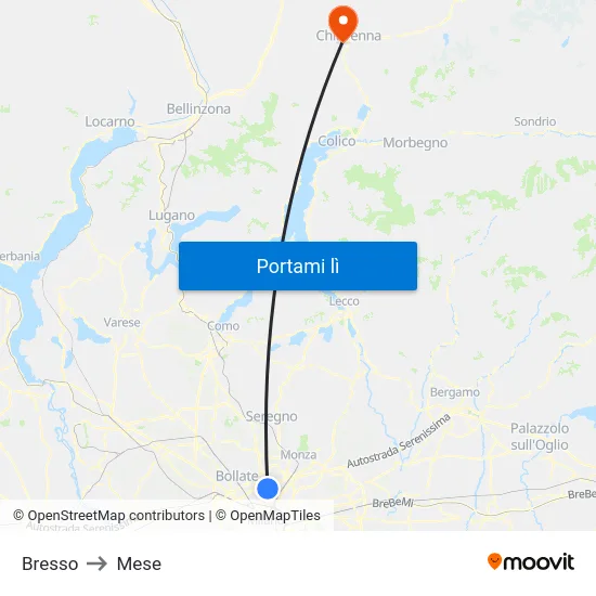 Bresso to Mese map