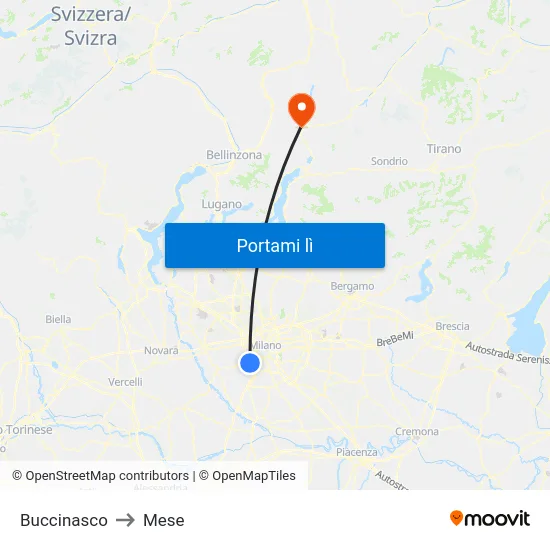 Buccinasco to Mese map