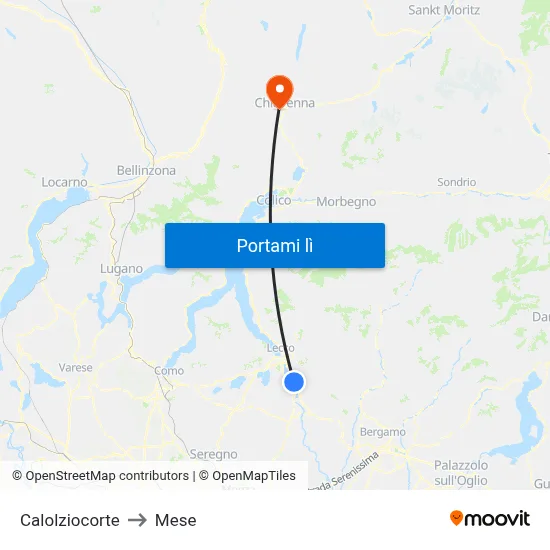 Calolziocorte to Mese map