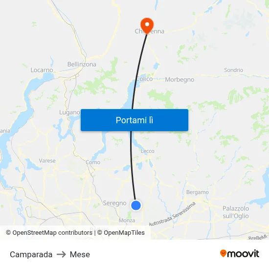 Camparada to Mese map