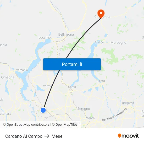 Cardano Al Campo to Mese map