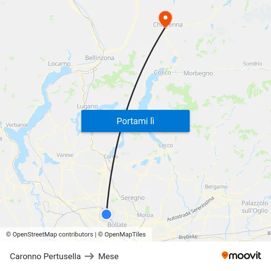 Caronno Pertusella to Mese map