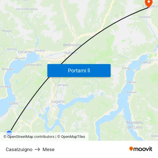 Casalzuigno to Mese map