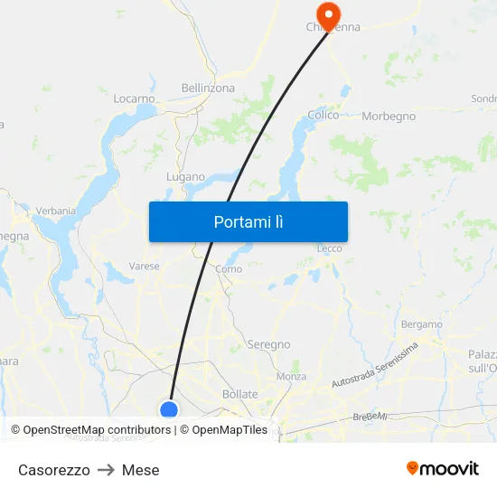 Casorezzo to Mese map
