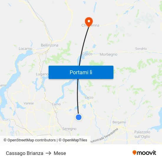 Cassago Brianza to Mese map