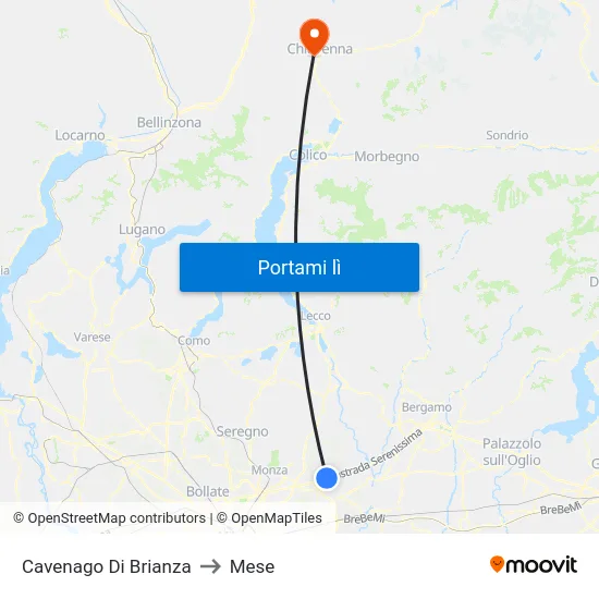 Cavenago Di Brianza to Mese map