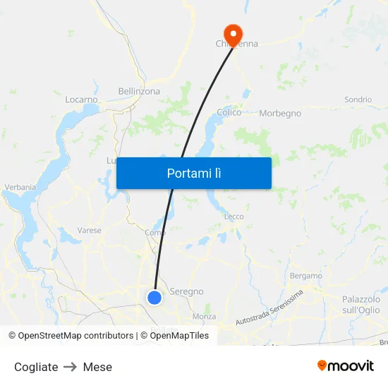 Cogliate to Mese map