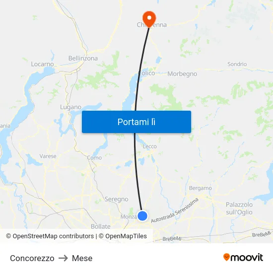 Concorezzo to Mese map