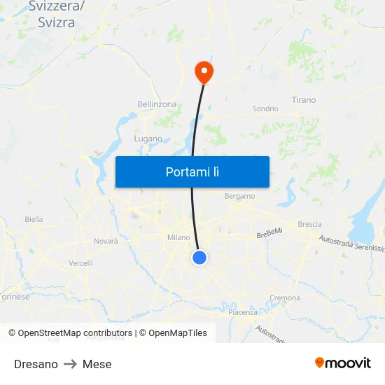 Dresano to Mese map