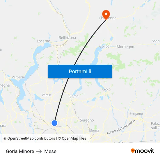 Gorla Minore to Mese map