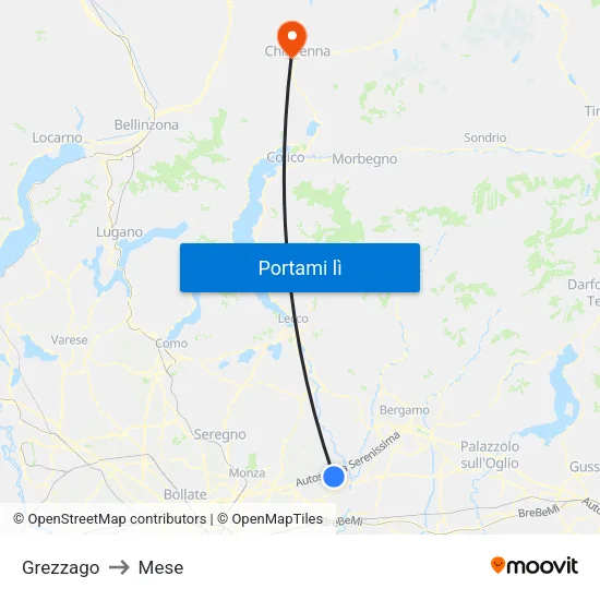 Grezzago to Mese map