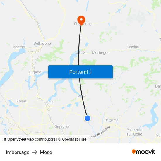 Imbersago to Mese map