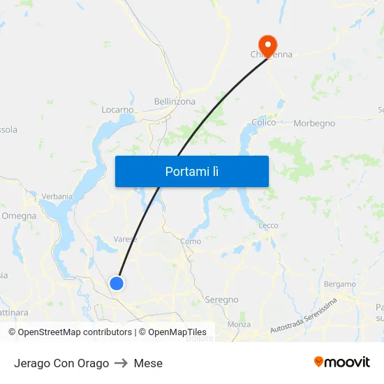 Jerago Con Orago to Mese map