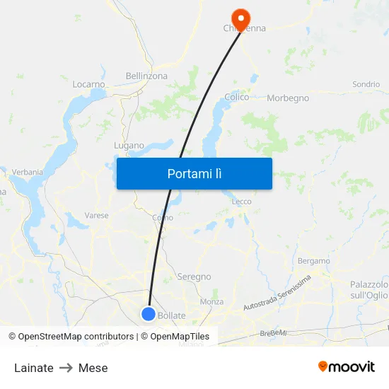 Lainate to Mese map