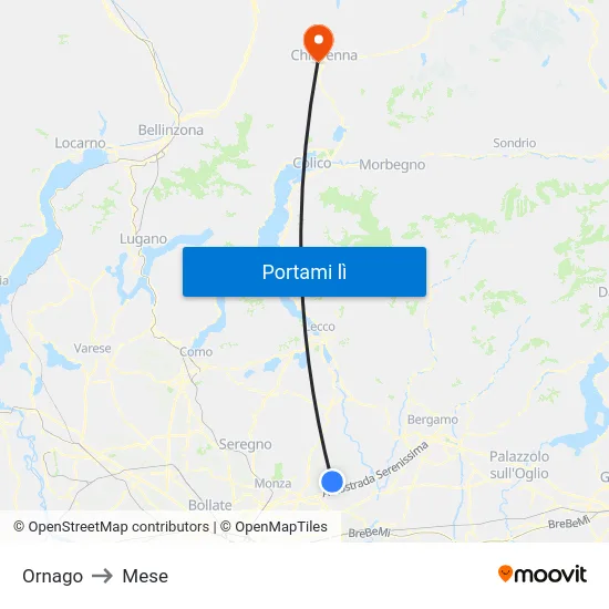 Ornago to Mese map