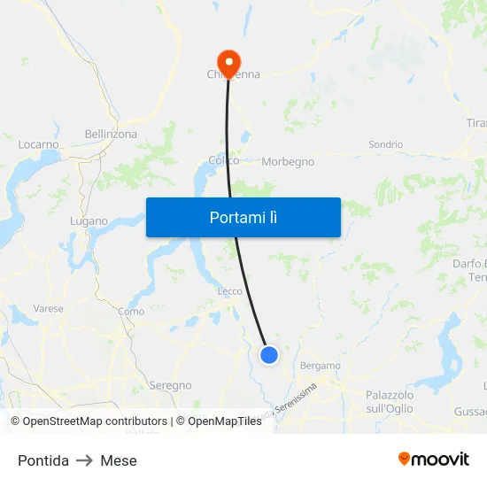 Pontida to Mese map