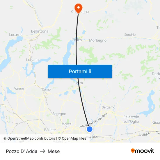 Pozzo D' Adda to Mese map