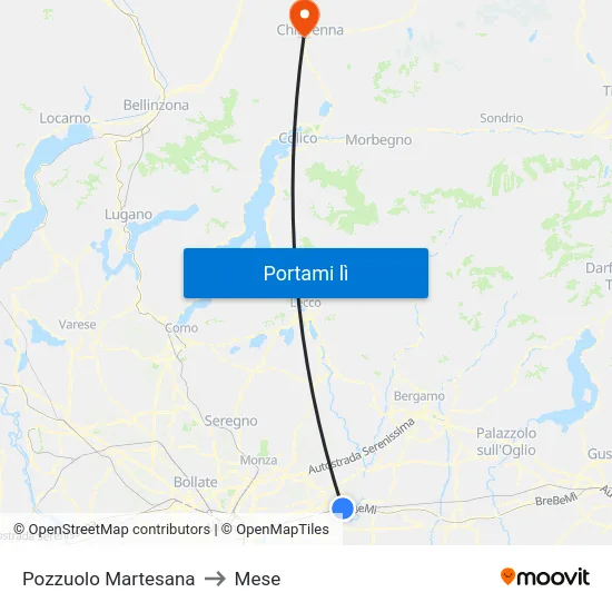Pozzuolo Martesana to Mese map