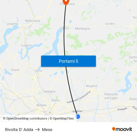 Rivolta D' Adda to Mese map