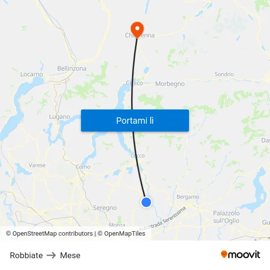 Robbiate to Mese map