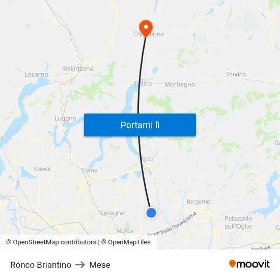 Ronco Briantino to Mese map