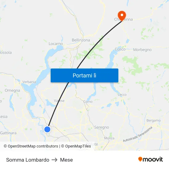 Somma Lombardo to Mese map