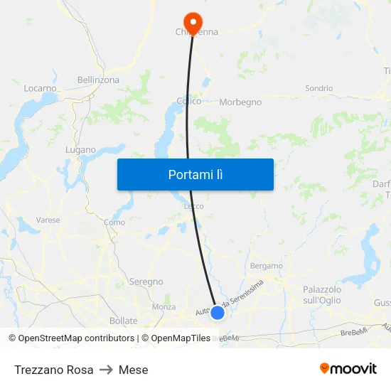 Trezzano Rosa to Mese map