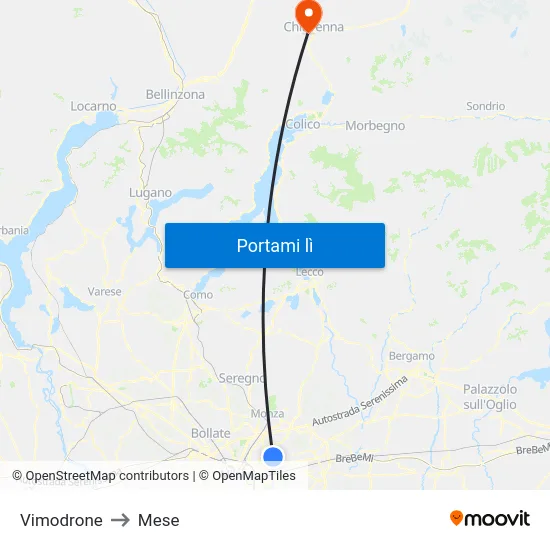 Vimodrone to Mese map