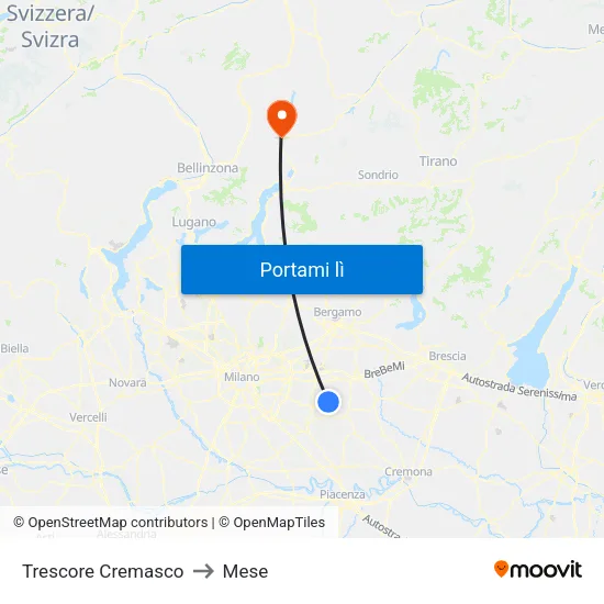 Trescore Cremasco to Mese map