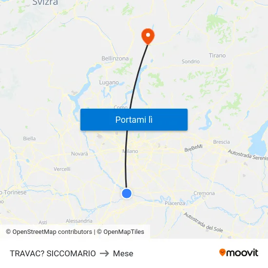 TRAVAC? SICCOMARIO to Mese map