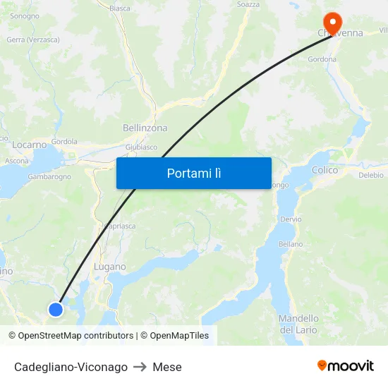Cadegliano-Viconago to Mese map