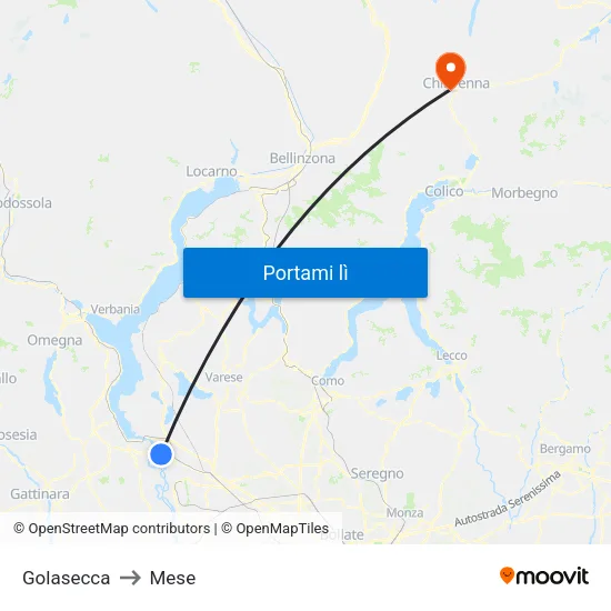 Golasecca to Mese map