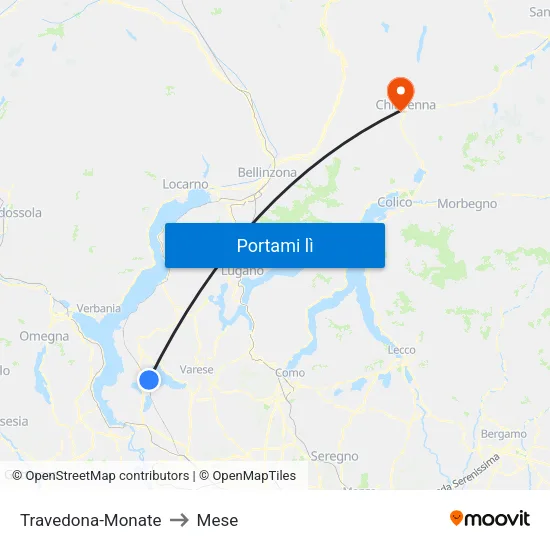 Travedona-Monate to Mese map