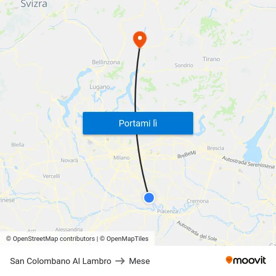 San Colombano Al Lambro to Mese map