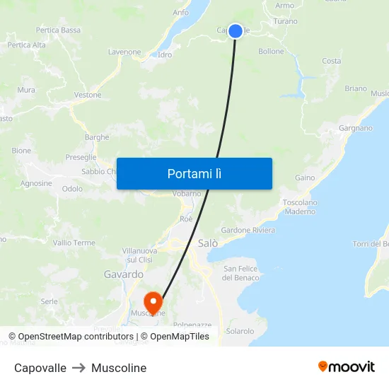 Capovalle to Muscoline map