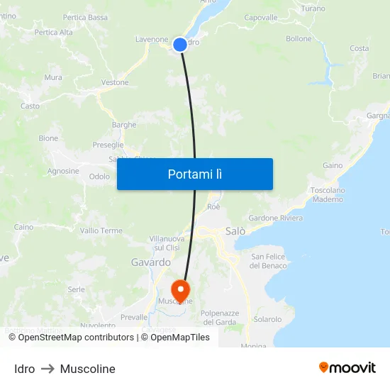 Idro to Muscoline map