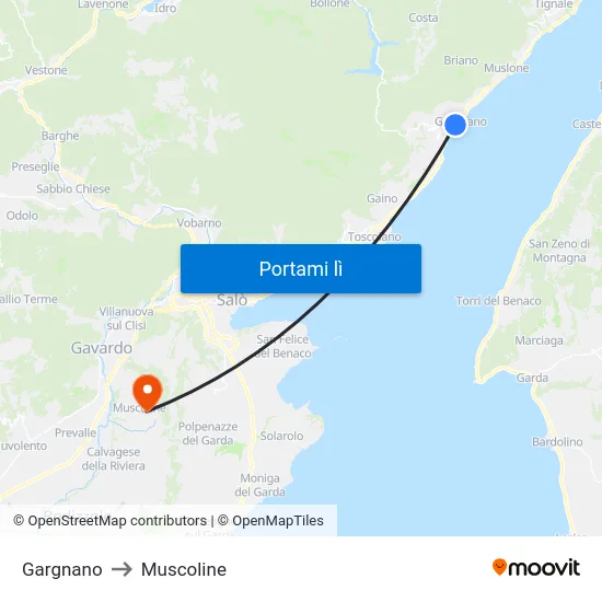Gargnano to Muscoline map